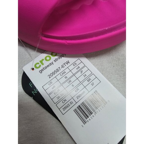 Crocs Women's Getaway Strappy Pink Crush Sandals Size 8- NEW - Picture 3 of 8